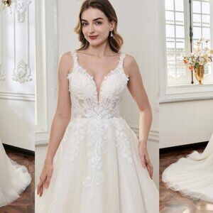 Darius Cordell - WT4859 - empire waist beaded lace wedding gown w straps